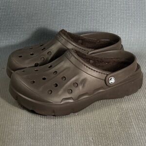 Crocs Baya Lined Clogs Fur Brown Slip On Shoes Men’s Size 10